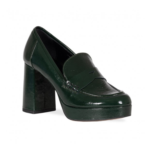 Γυναικεία δερμάτινα Heeled Loafers Mourtzi 65/2313 Πράσινα 